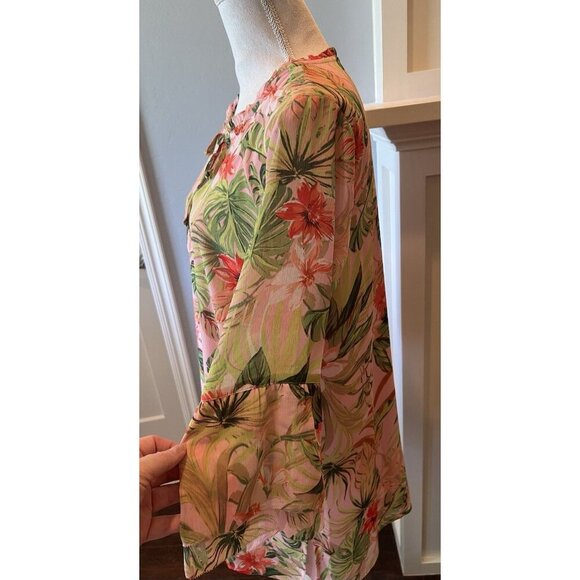 J. Jill Floral Tunic Top Women’s Size M Colorful Feminine Summer Resortwear - Picture 11 of 16